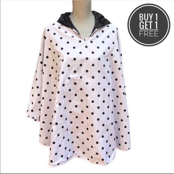 B. Boutique Jackets & Blazers - B. Boutique White Black Polka Dots Rain Poncho